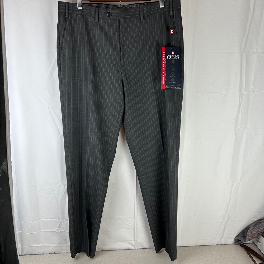 Chaps Suitβ Pants Mens 36x32 Charcoal Grey Pinstripe Performance Series Stretch